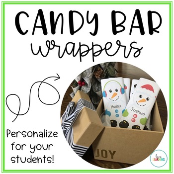 Preview of Student Holiday Gift: Editable Snowman Candy Bar Wrappers