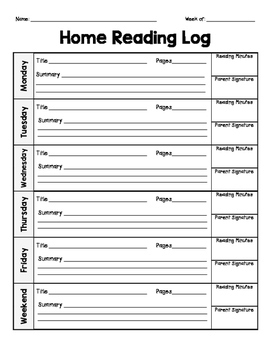 Student Home Reading Log by No Frills Fourth | Teachers Pay Teachers