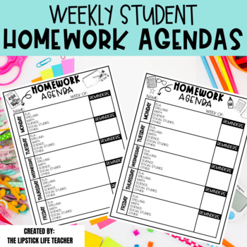 Preview of Student Homework Agendas | Student Planner