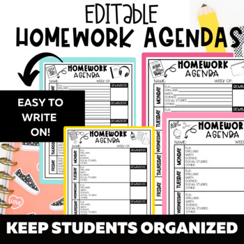 Homework Planner, School for Teachers, Perfect for grades 2nd, 3rd, 4th,  5th, 6th, 7th, Other Classroom Resources