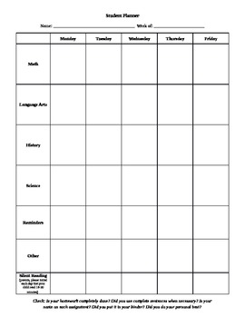 Student Homework Planner by Kelly Coombe | TPT