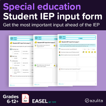 Preview of Student IEP Input Form — PDF & Easel