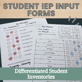 Student IEP Input Forms Differentiated for Elementary & Mi