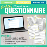 Student IEP Input Questionnaire | Editable + Digital