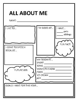 Student Ice Breaker All About Me by SLP HarleyB | TPT