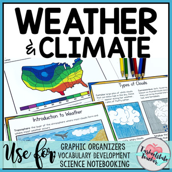 Preview of Weather and Climate Worksheets Student Notebook Research Graphic Organizers