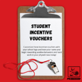 Student Incentive Vouchers (single table, school colors style) 