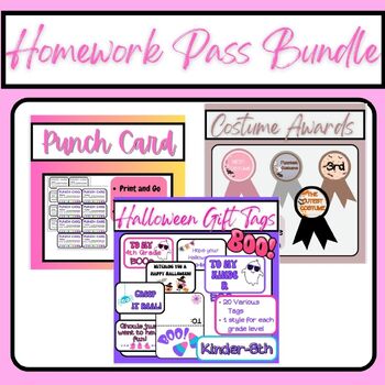 Preview of Student Incentives Bundle: No Homework Passes and Gift Tags *GROWING BUNDLE*
