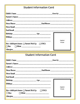 Preview of Student Info Card
