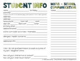 Student Info Form, Full and Half Page Options