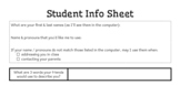 Student Info Sheet for High School