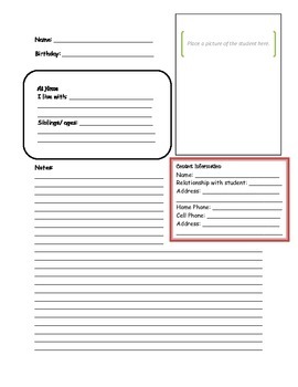 Student Information Book by Kari Lostocco | TPT
