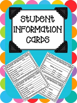 Preview of Student Information Card