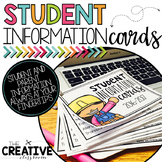 Student Information Cards - Back to School Forms