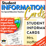 Student Information Cards for Special Education