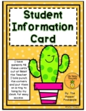 Student Information Contact Card in Cactus Theme