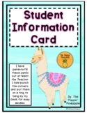 Student Information Contact Card in Llama Theme