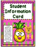 Student Information Contact Card in Pineapple Theme