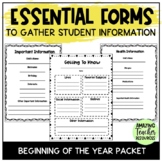 Student Information Essential Forms Packet for Beginning o