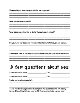 Student Information Form by Paiges and Pencils | TpT
