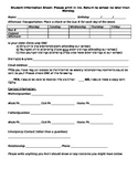 Student Information Form for Parents to Complete