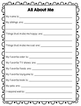 Student Information Forms by Care Create Teach | TPT