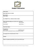 Student Information Handout/Back to School