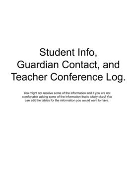 Preview of Student Information, Parent Contact, and Teacher Conference Log.