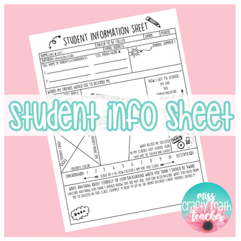 Preview of Student Information Sheet