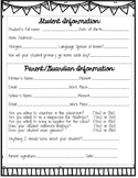 Student Information Sheet & Parent Communication Log