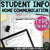 Student Information Sheet Parent Communication Log