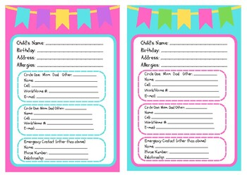 Preview of Student Information Sheet Printable