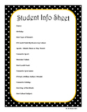Student Information Sheet and Letter to My New Teacher
