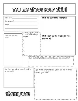 Student Information Sheet for Beginning of Year by IEPreschool | TpT