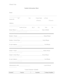 Student Information Sheet (for Chinese classes)