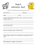 Student Information Sheet for Welcome Packet