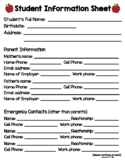 Student Information Sheet {great for open house!}