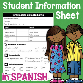 Preview of Información del estudiante Student Information Sheet SPANISH