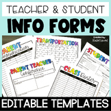Student Information Sheets - Teacher Data Binder - Back to