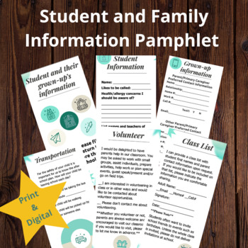 Preview of Student Information and Parent Contact pamphlet