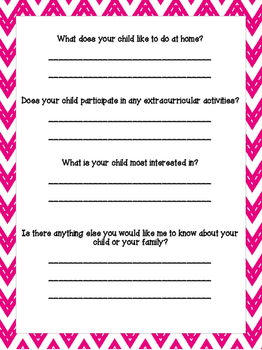 Student Information and Parent Helper Forms-Bundle by Kayla King
