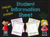 Student Information Sheet FREEBIE! (English & Spanish)