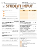 Student Input Form For Evaluations