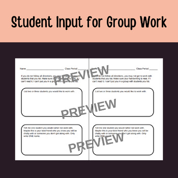 Preview of Student Input for Group Work