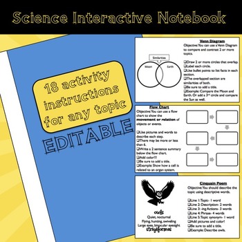Preview of Student Instructions and Strategies for Science Interactive Notebooks-- Editable