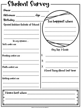 Student Interest Survey: Getting to Know Your Students | TpT