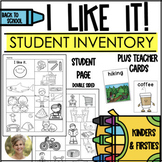 Student Interest Inventory Things I Like Back to School Ki