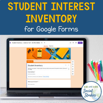 Preview of Student Interest Inventory and Survey for Google Forms