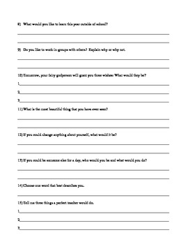 Student Interest Sheet by Danielle86 | TPT