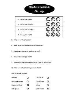 Preview of Student Interest Survey